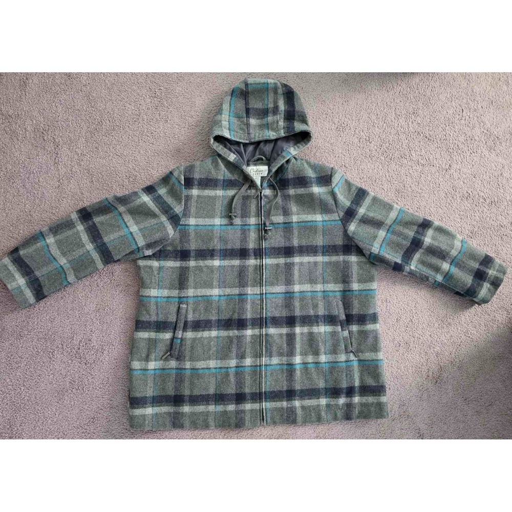Chelsea Studio Men's Coat‎ Size 3XL Gray Blue Wool Blend Classic Hoodie Jacket